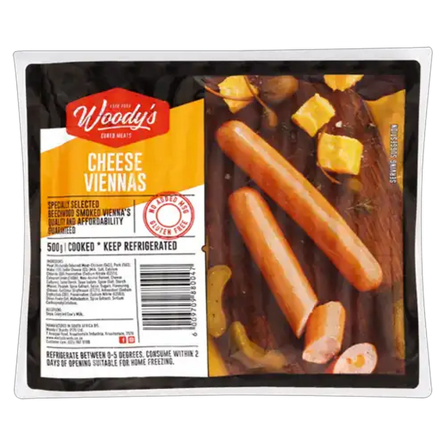 Image of Woody's Cheese Viennas 500g