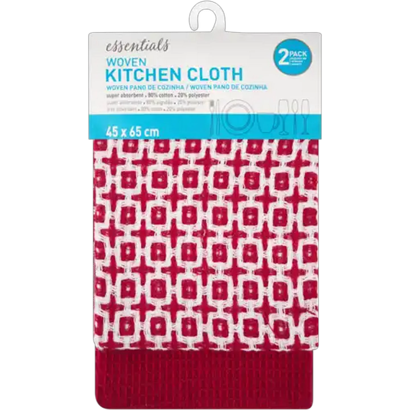 Image of Essentials Red Woven Kitchen Cloths 2-Pack