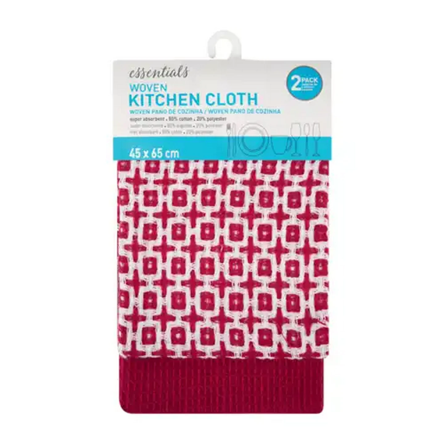 Image of Essentials Red Woven Kitchen Cloths 2-Pack