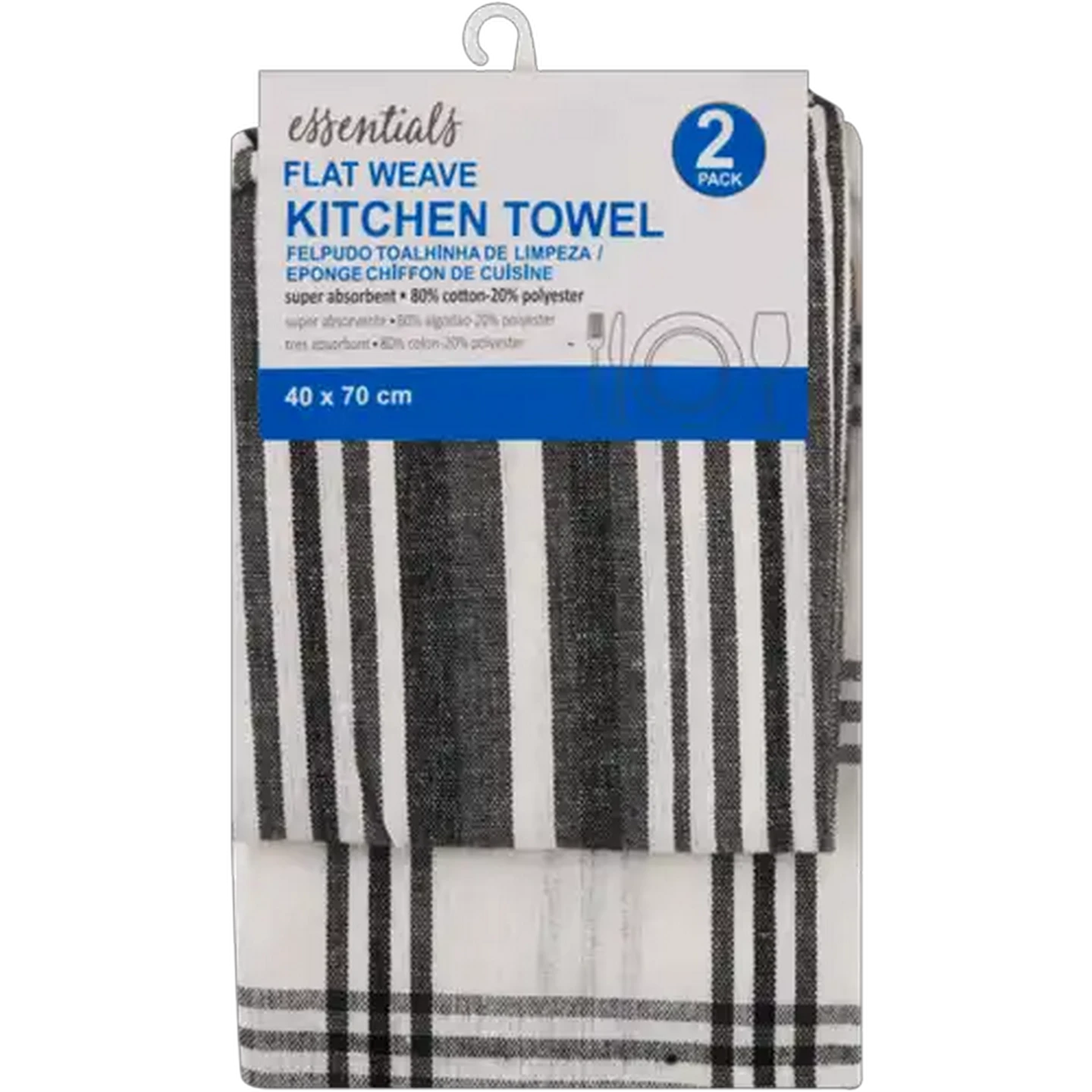 Image of Essentials Flat Weave Kitchen Towels 40 x 70cm 2-Pack (Colour May Vary)