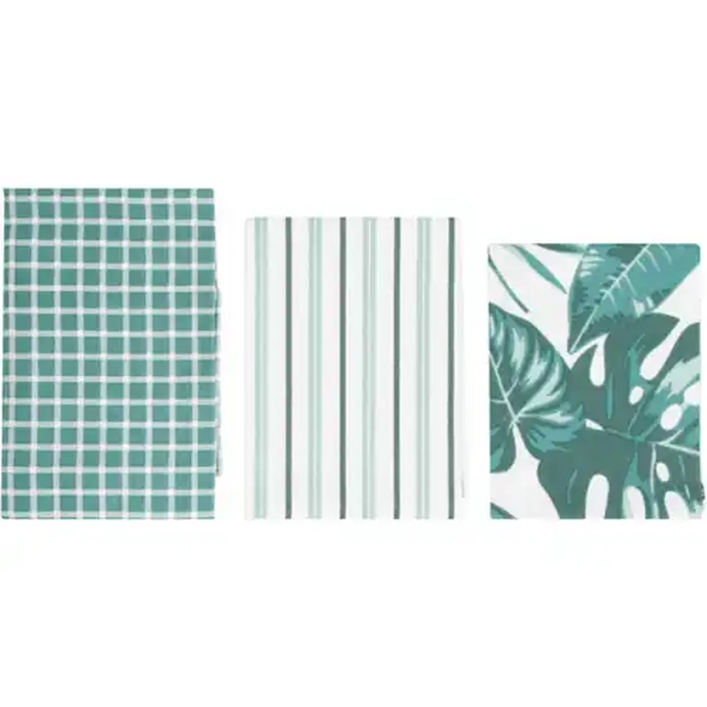 Image of Essentials Green & White Kitchen Towel Set 3-Pack