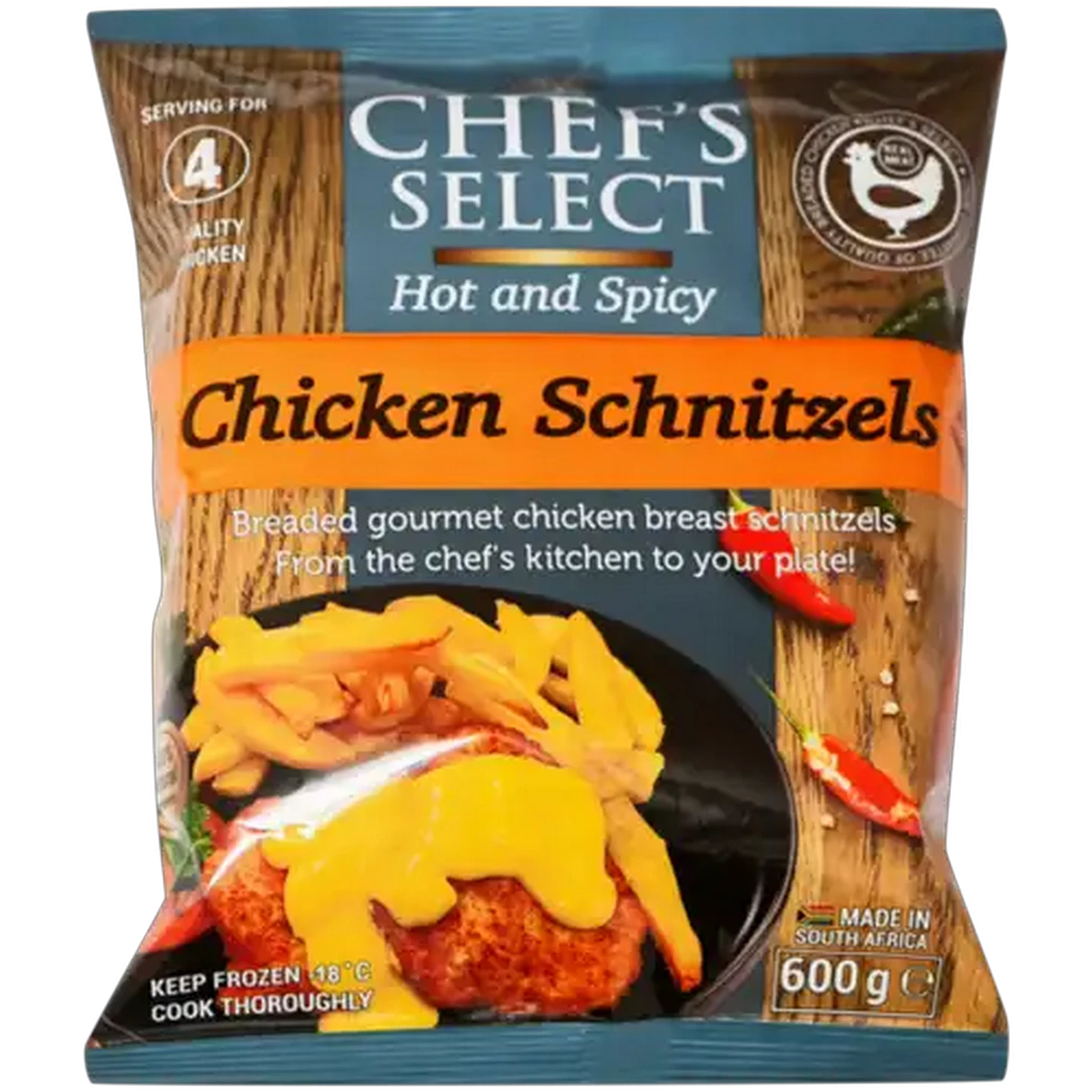 Image of Chef's Select Frozen Hot and Spicy Chicken Schnitzels 600g