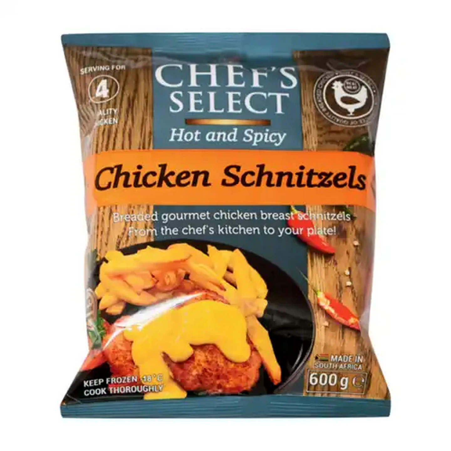 Image of Chef's Select Frozen Hot and Spicy Chicken Schnitzels 600g