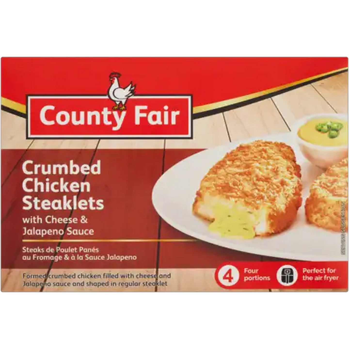 Image of County Fair Frozen Crumbed Chicken Steaklets with Cheese & Jalapeño Sauce 360g
