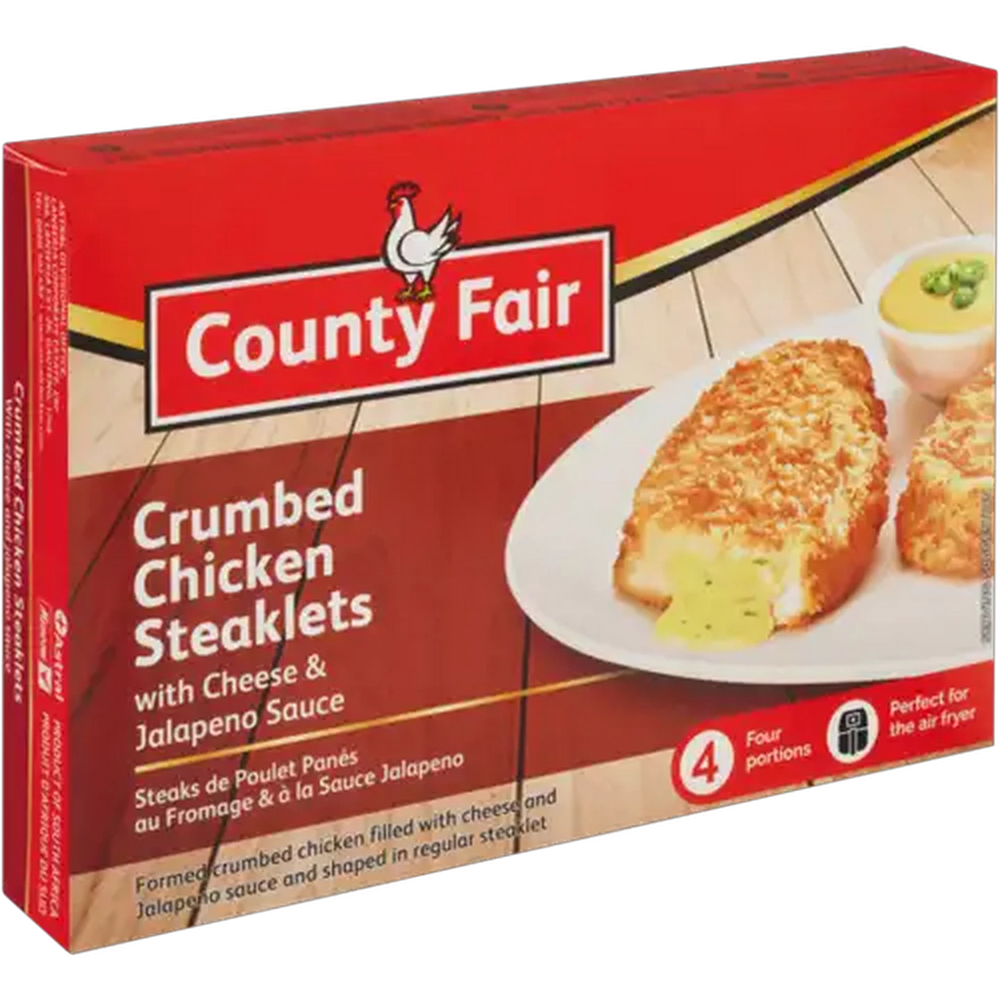 Image of County Fair Frozen Crumbed Chicken Steaklets with Cheese & Jalapeño Sauce 360g