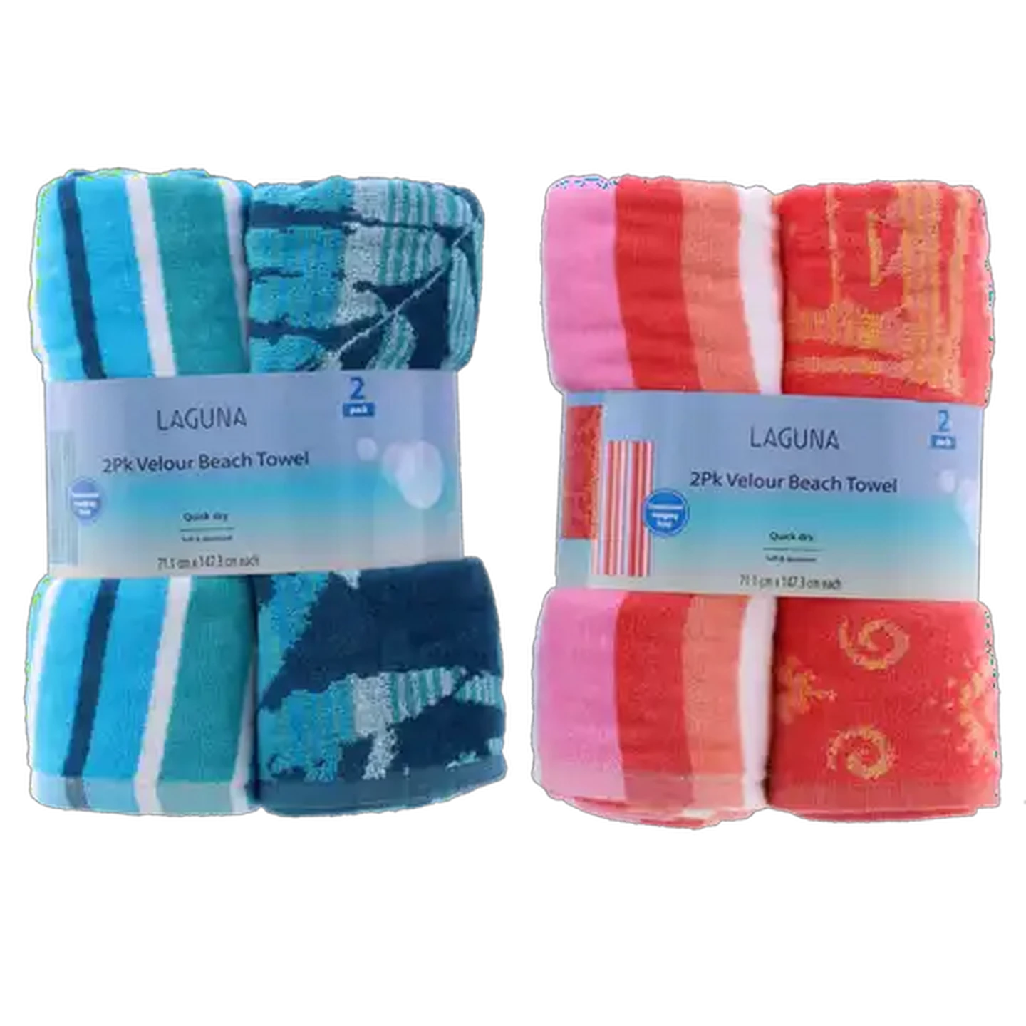 Image of Laguna Combo Beach Towel 2 Pack 71.1 x 147.3cm (Colour May Vary)