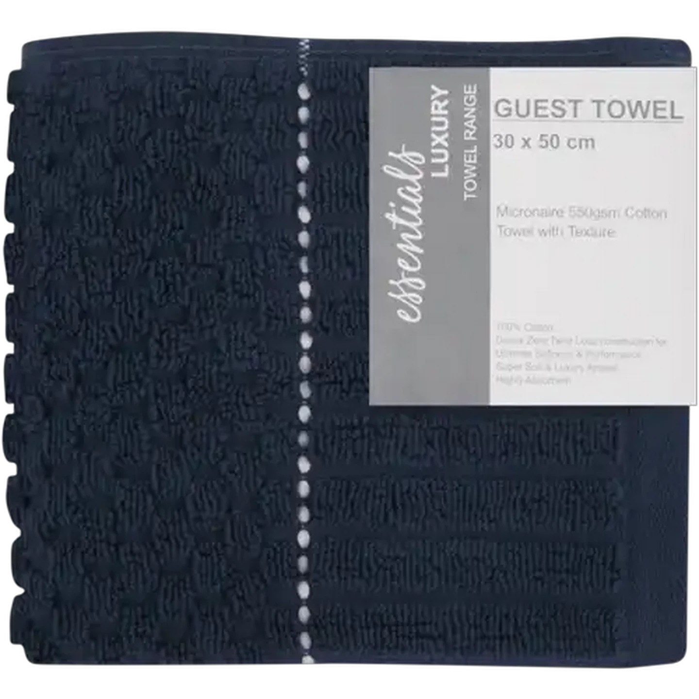 Image of Essentials Navy Luxury Guest Towel 30 x 50cm