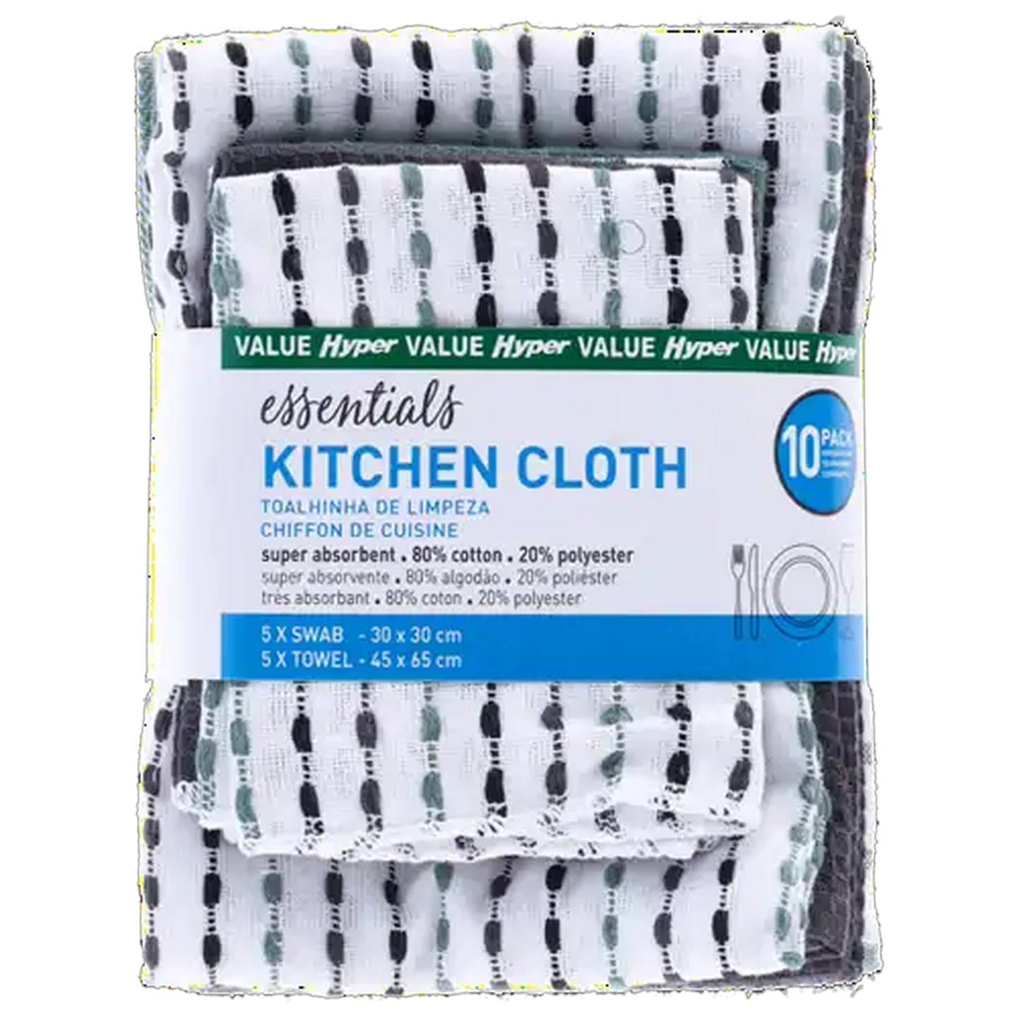 Image of Essentials Hyper Value Kitchen Cloth Set 10-Pack