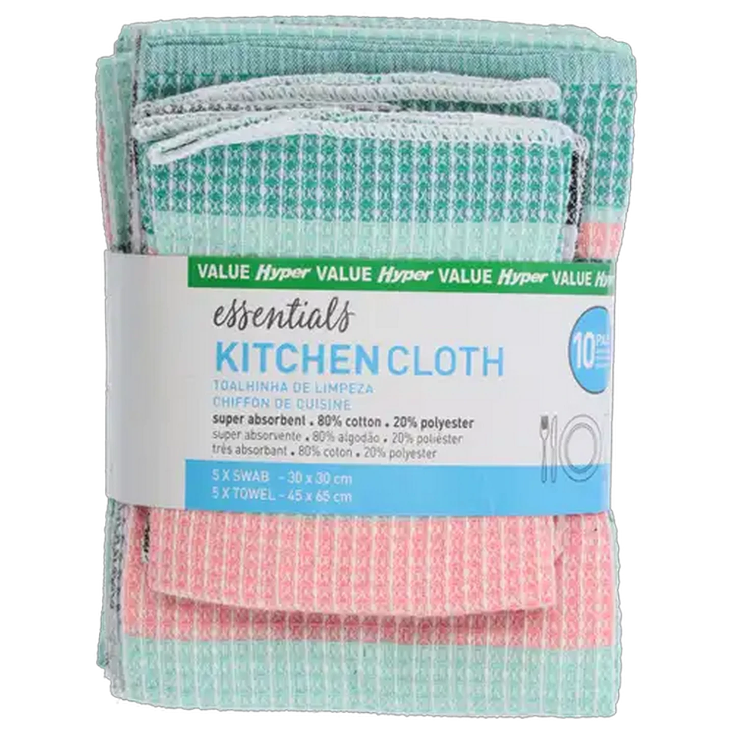 Image of Essentials Hyper Value Kitchen Cloth Set 10-Pack