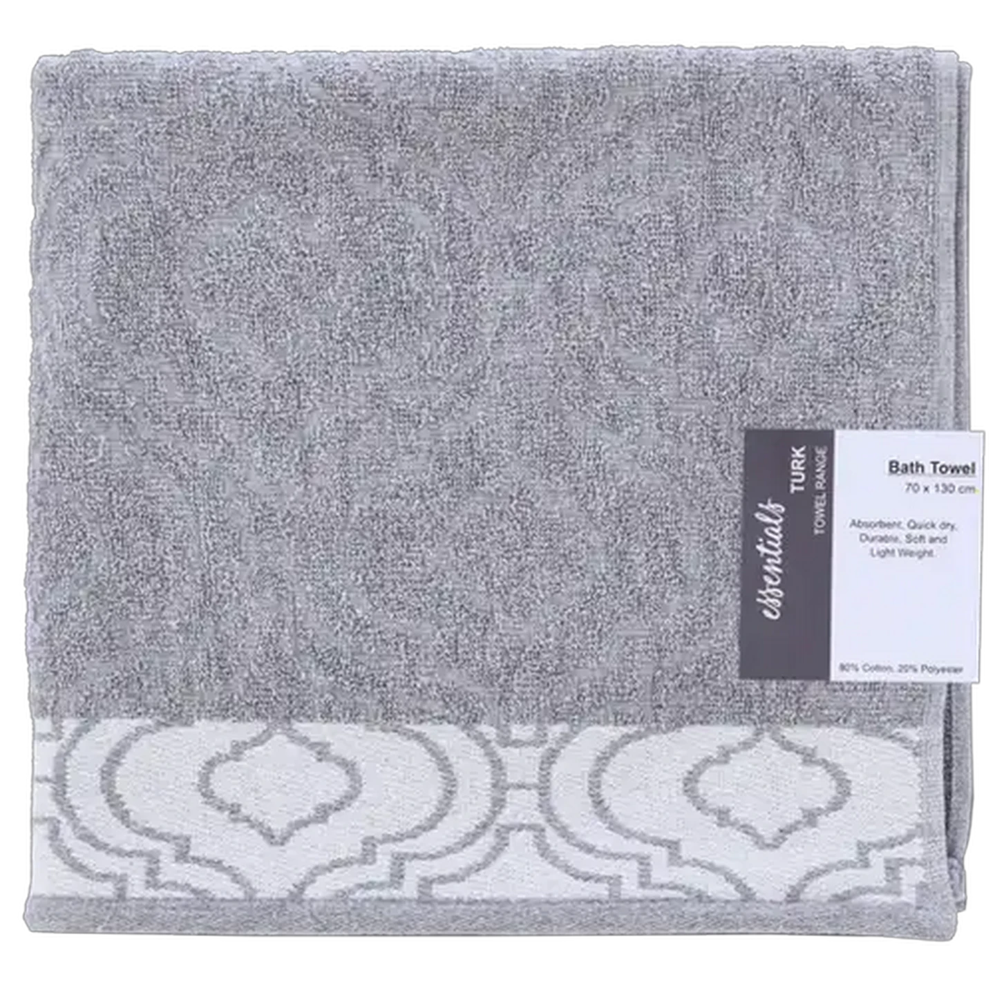 Image of Essentials Grey Turkey Bath Towel 130 x 70cm