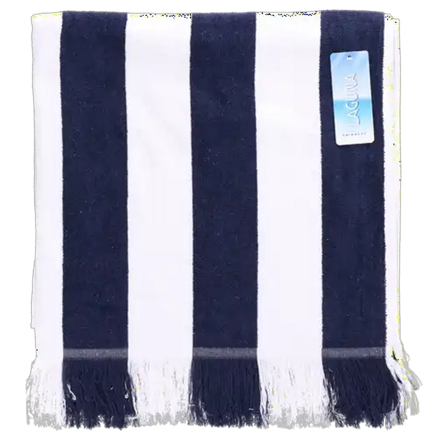 Image of Laguna Navy & White Stripe Dobby Beach Towel 96 x 183cm