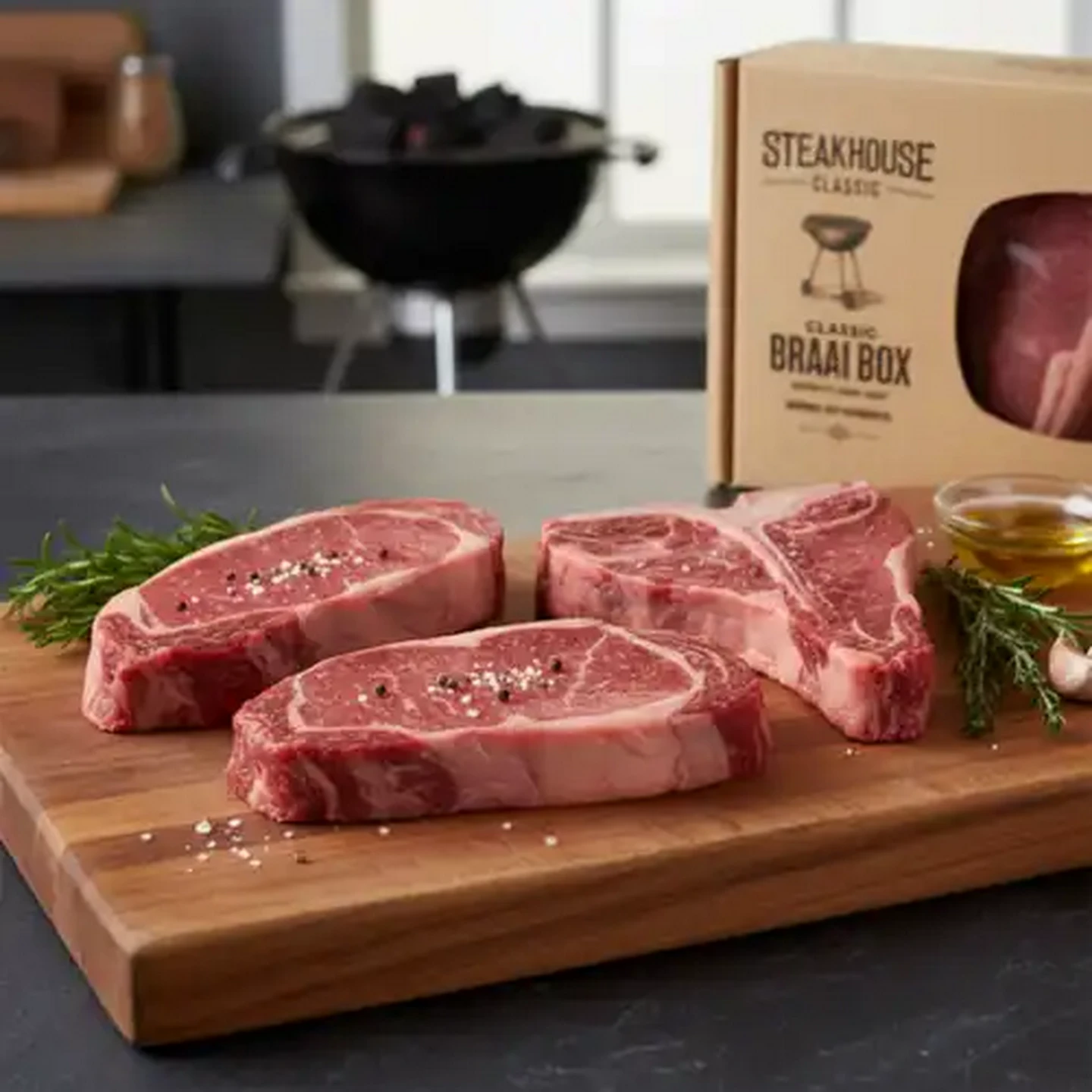 Image of Steakhouse Classic Sirloin, Rump & T-Bone Braai Box Per KG