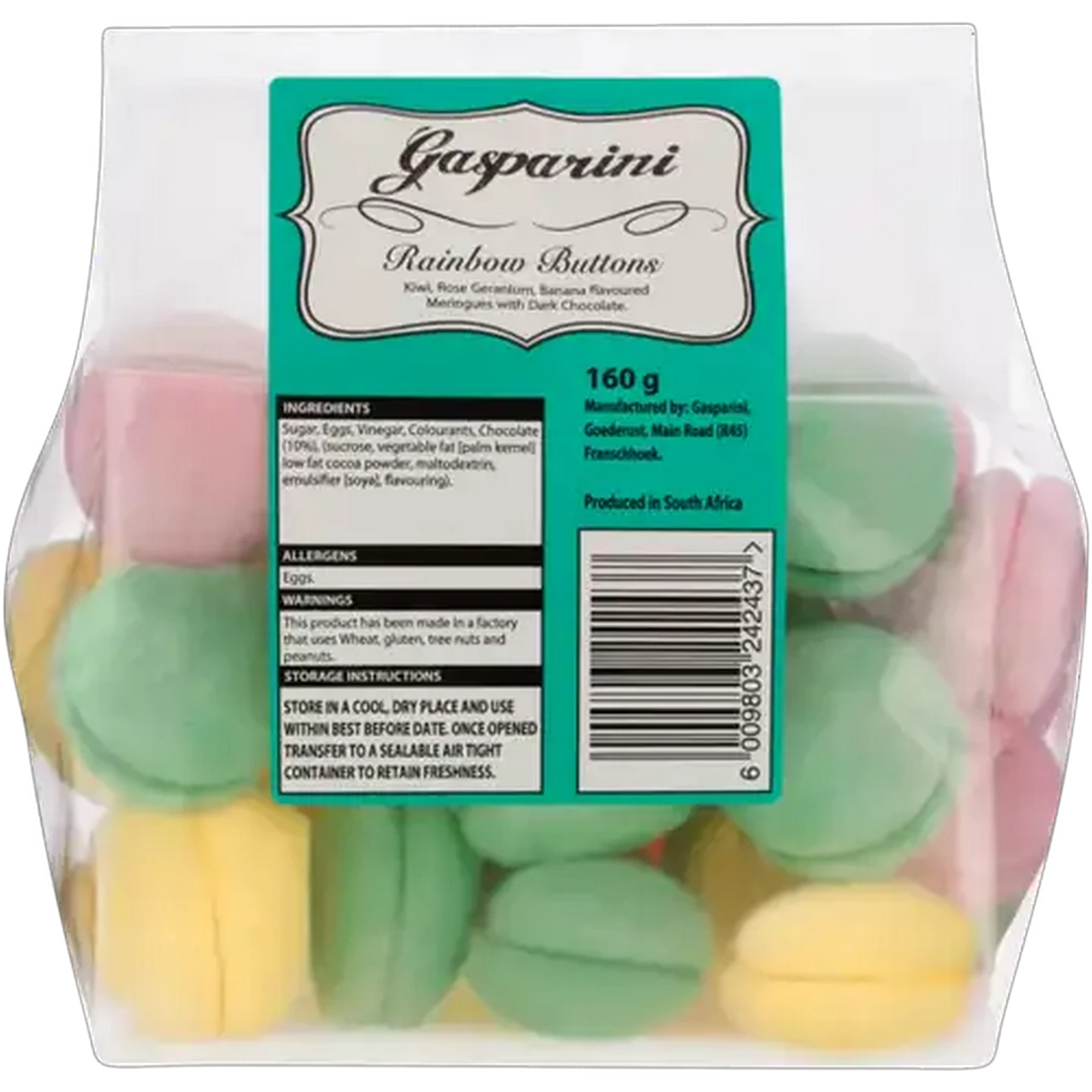 Image of Gasparini Rainbow Buttons Meringues 160g