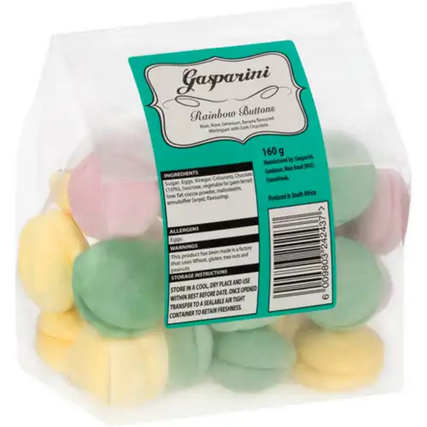 Image of Gasparini Rainbow Buttons Meringues 160g