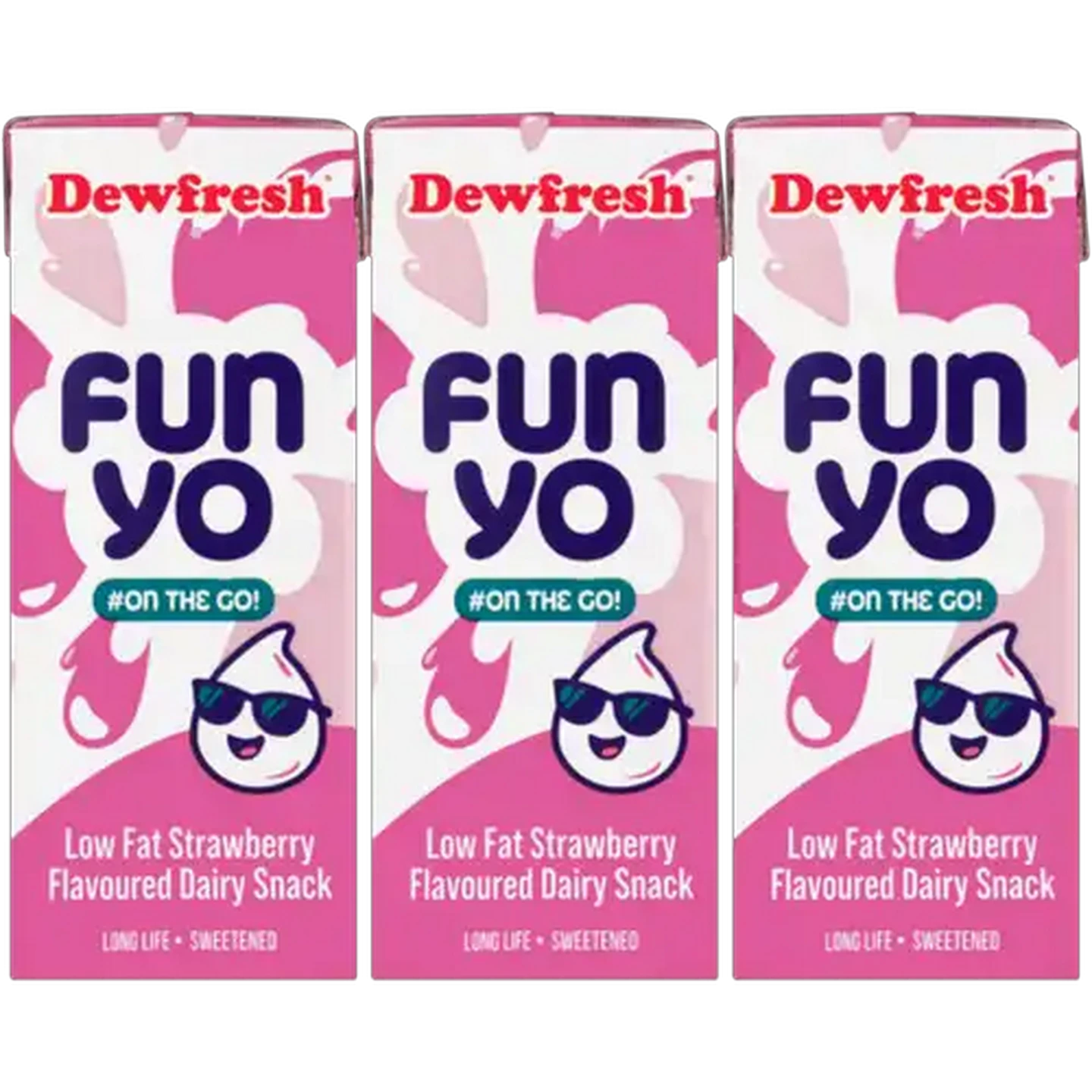 Image of Dewfresh FunYo Strawberry Flavoured Low Fat Dairy Snack 6 x 200ml