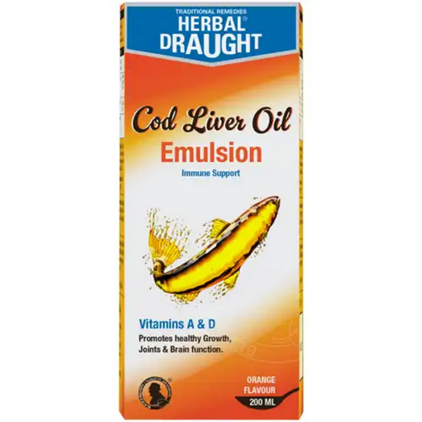 Image of Herbal Draught Orange Flavour Cod Liver Oil Emulsion 200ml
