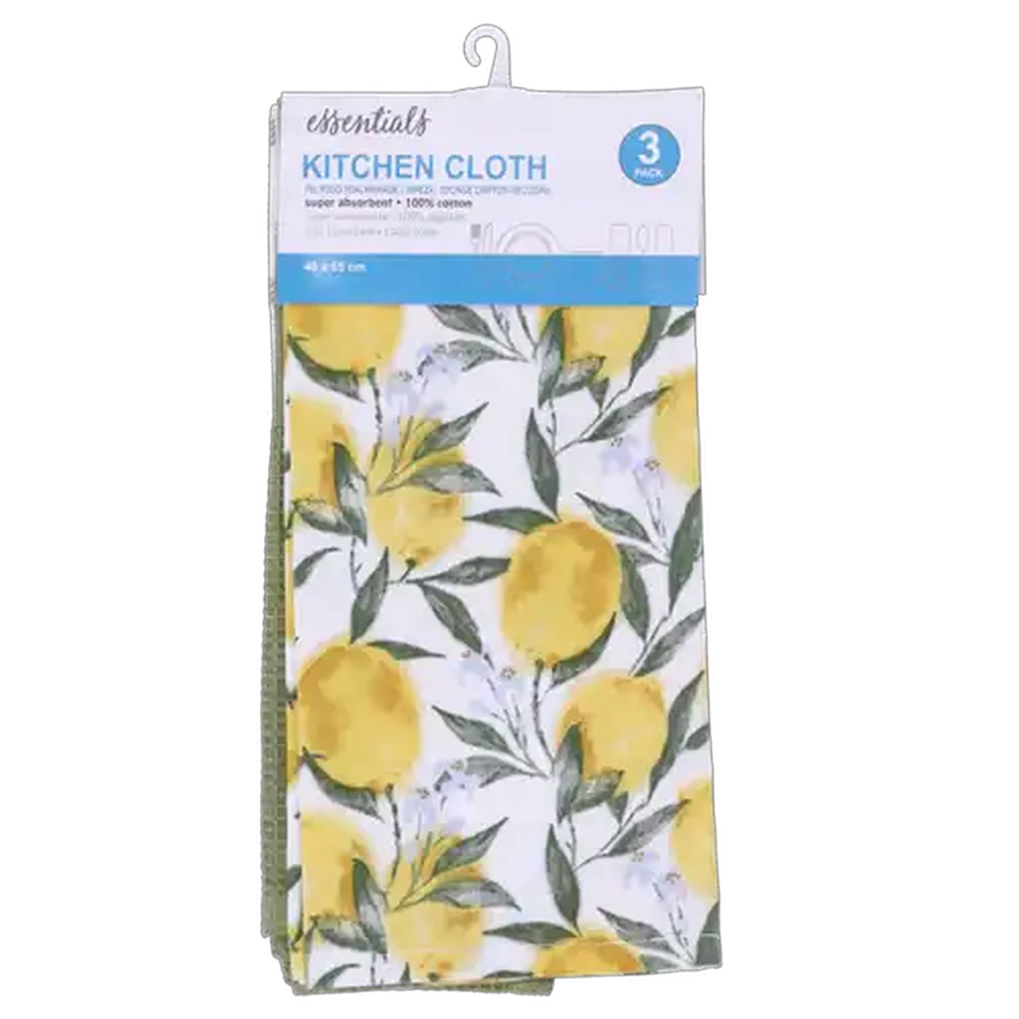Image of Essentials Lemon Kitchen Cloth 3-Pack 40 x 65cm