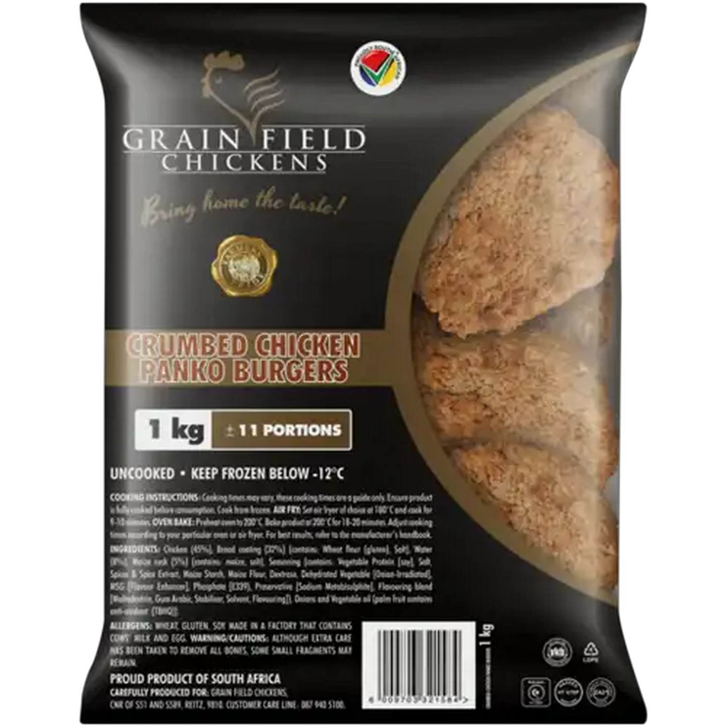 Image of Grain Field Chickens Frozen Crumbed Chicken Panko Burgers 1kg