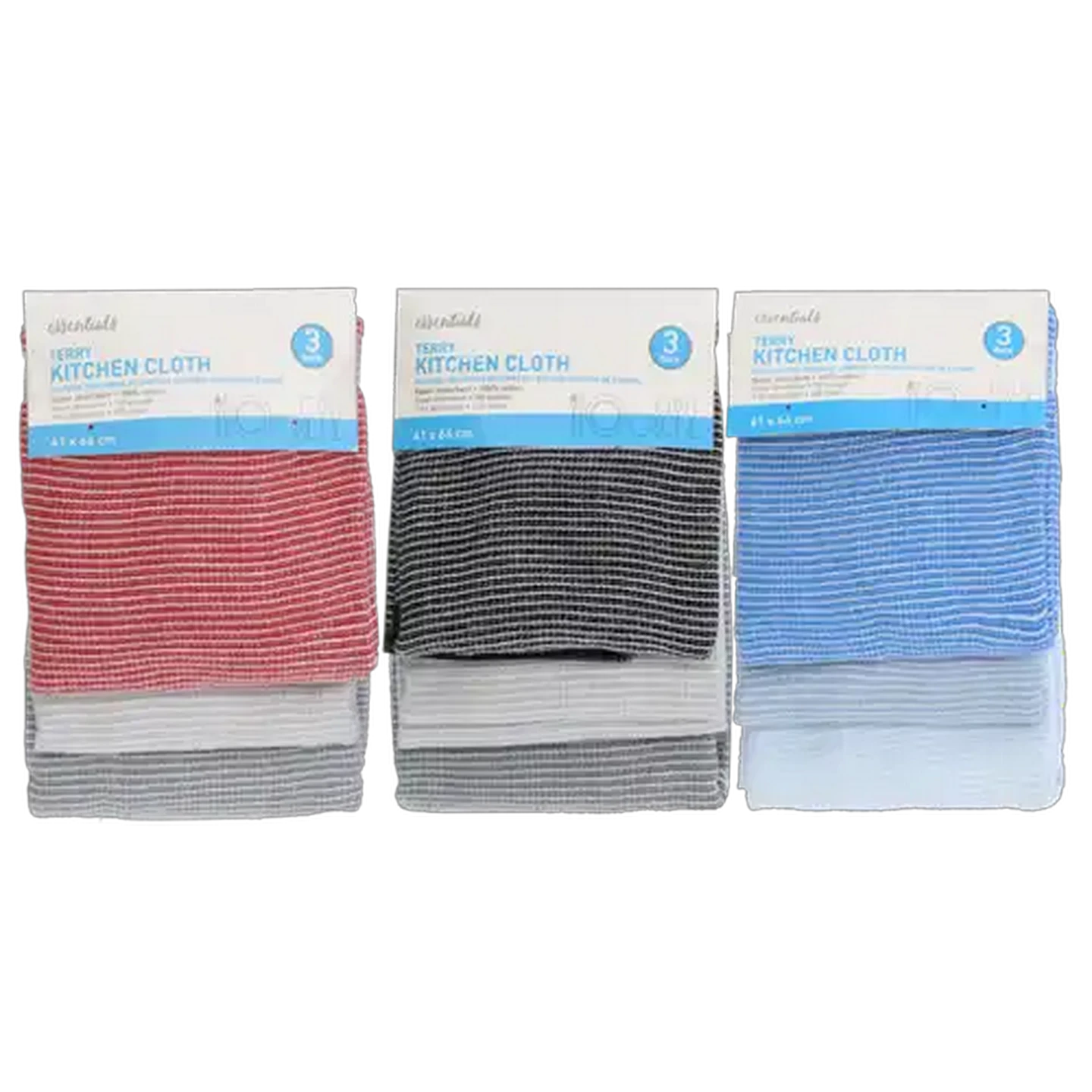 Image of Essentials Terry Kitchen Cloth 3-Pack (Colour May Vary)