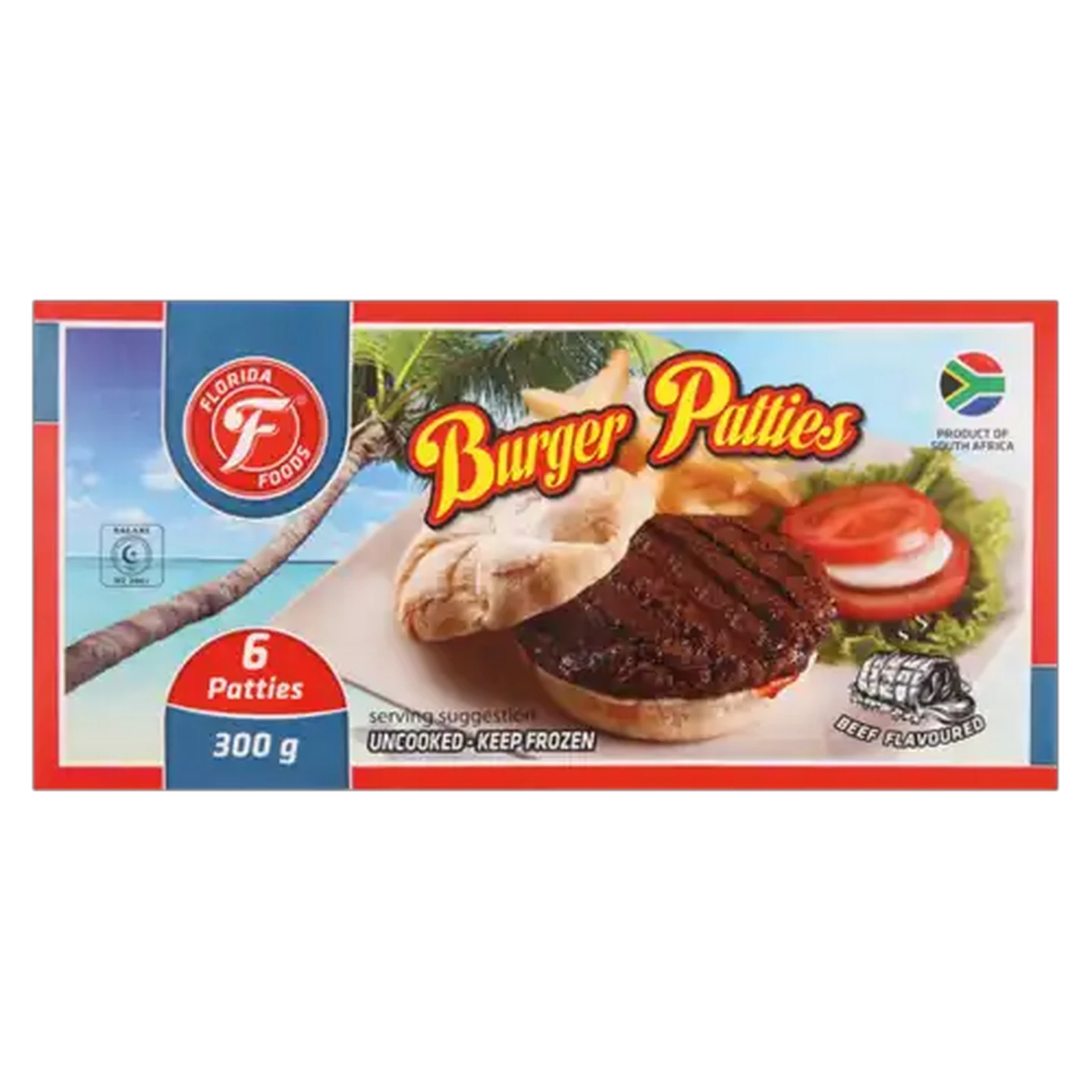 Image of Florida Foods Frozen Beef Flavoured Burger Patties 300g