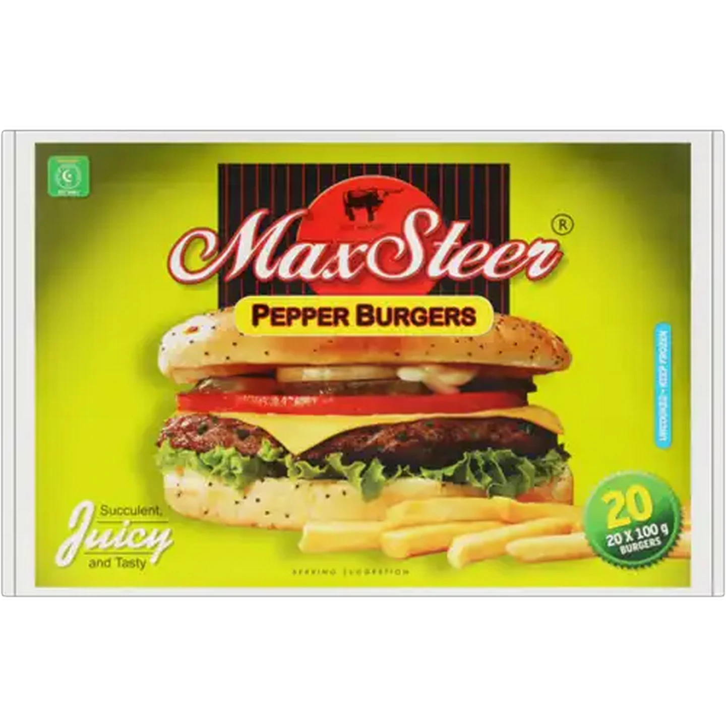 Image of MaxSteer Frozen Pepper Beef Burgers 20 x 100g