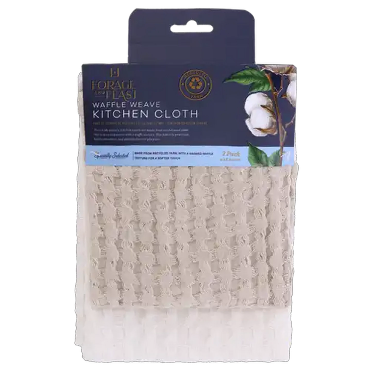 Image of Forage and Feast Stone Adoro Waffle Weave Kitchen Cloth 2 Pack 40 x 60cm