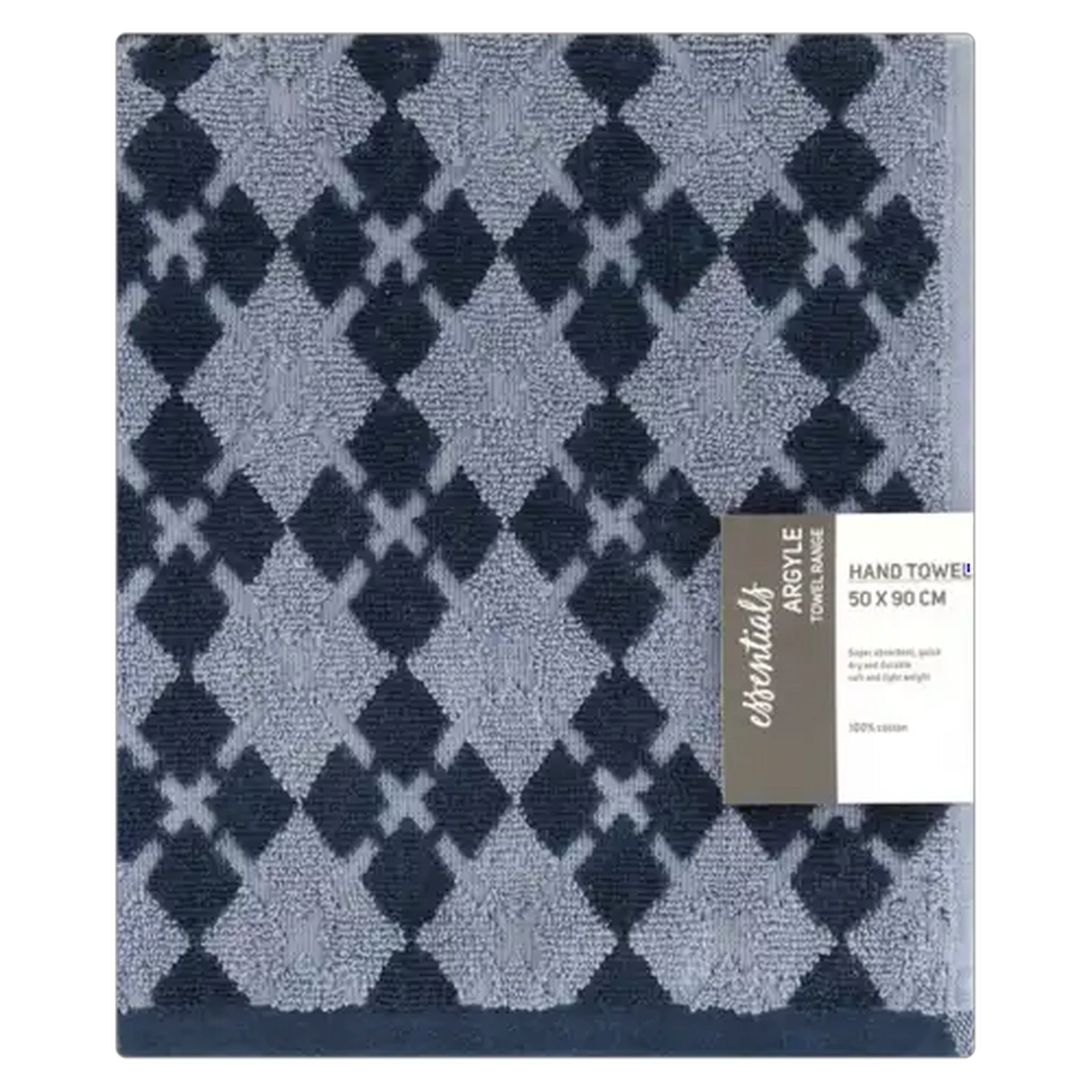 Image of Essentials Blue Argyle Hand Towel 50 x 90cm