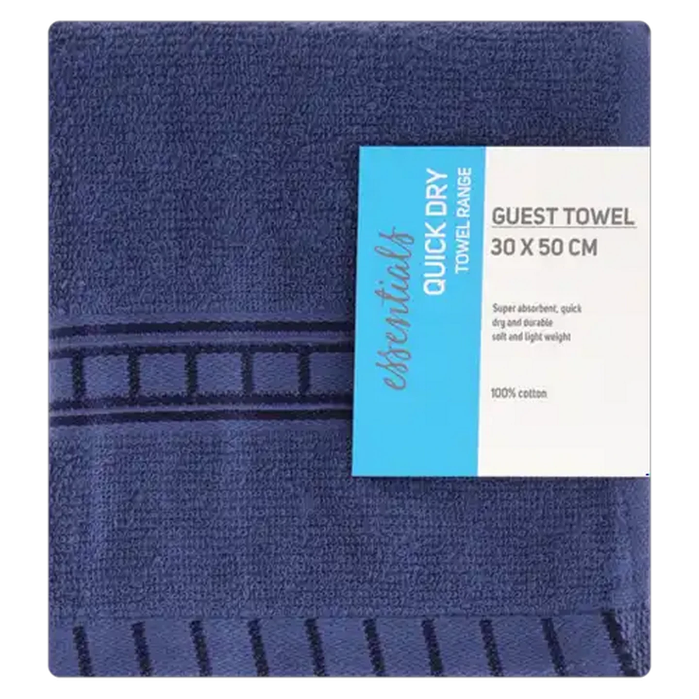 Image of Essentials Quick Dry Navy Guest Towel 30 x 50cm