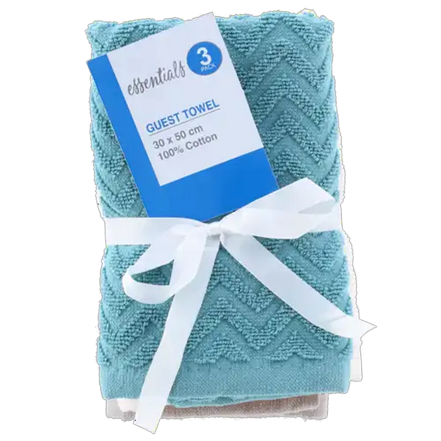 Image of Essentials Zig Zag Guest Towels 3-Pack 30 x 50cm (Colour May Vary)
