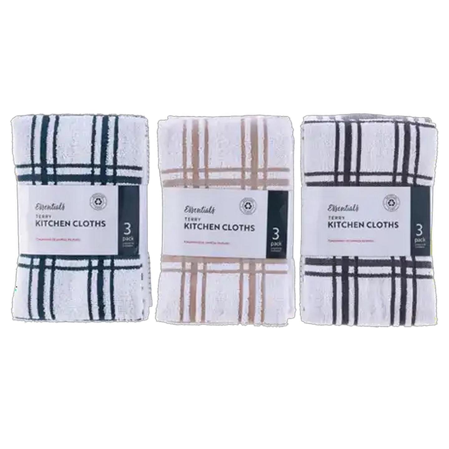 Image of Essentials Montenegro Kitchen Cloths 3-Pack (Design May Vary)
