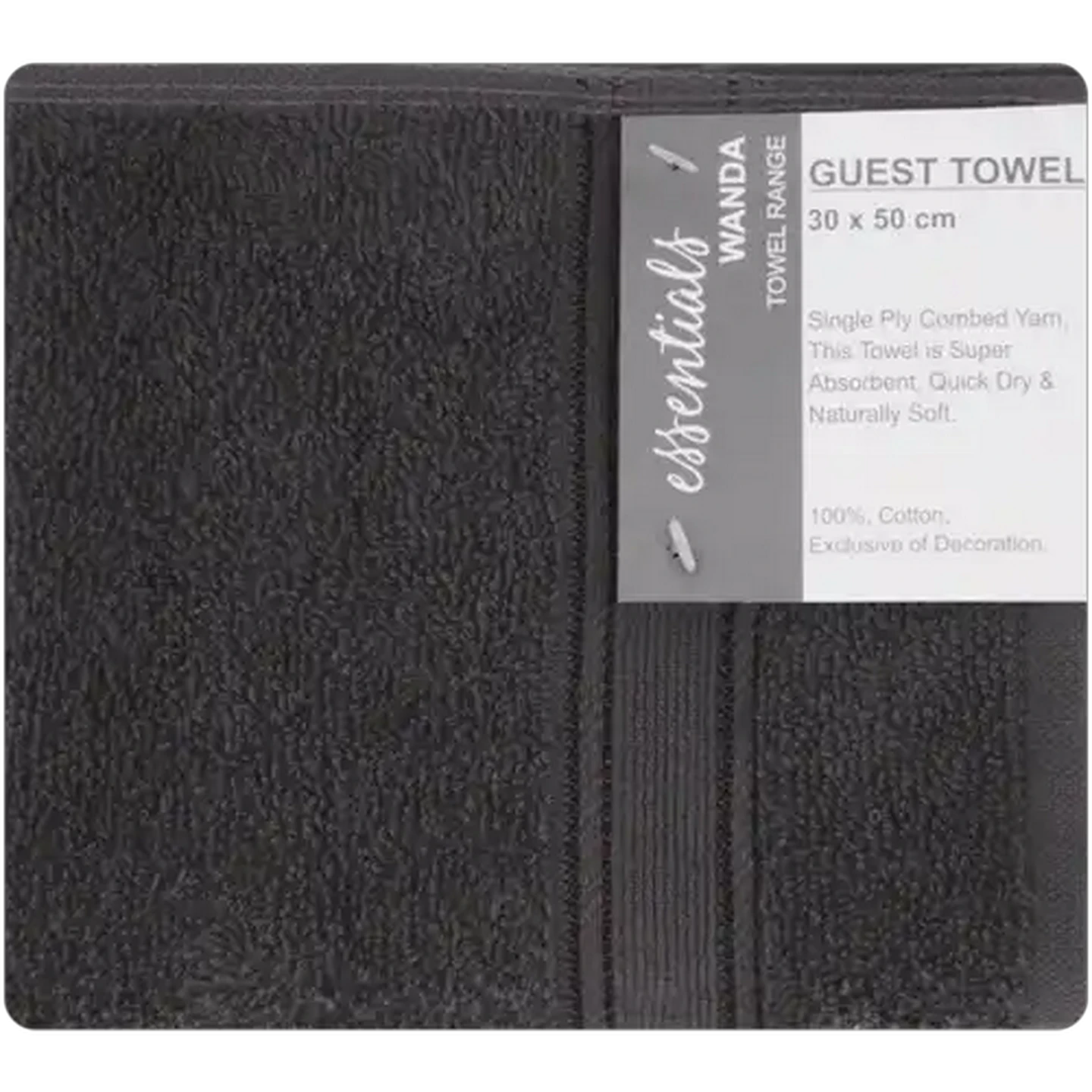 Image of Essentials Wanda Charcoal Guest Towel 300mm x 500mm