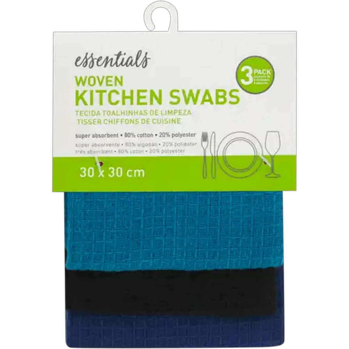Image of Essentials Woven Kitchen Swabs 3-Pack (Colour May Vary)