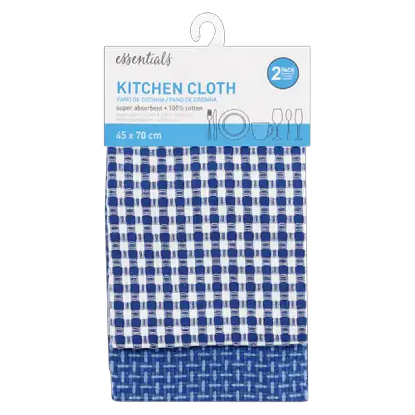 Image of Essentials Diamond Check Kitchen Cloth 2-Pack