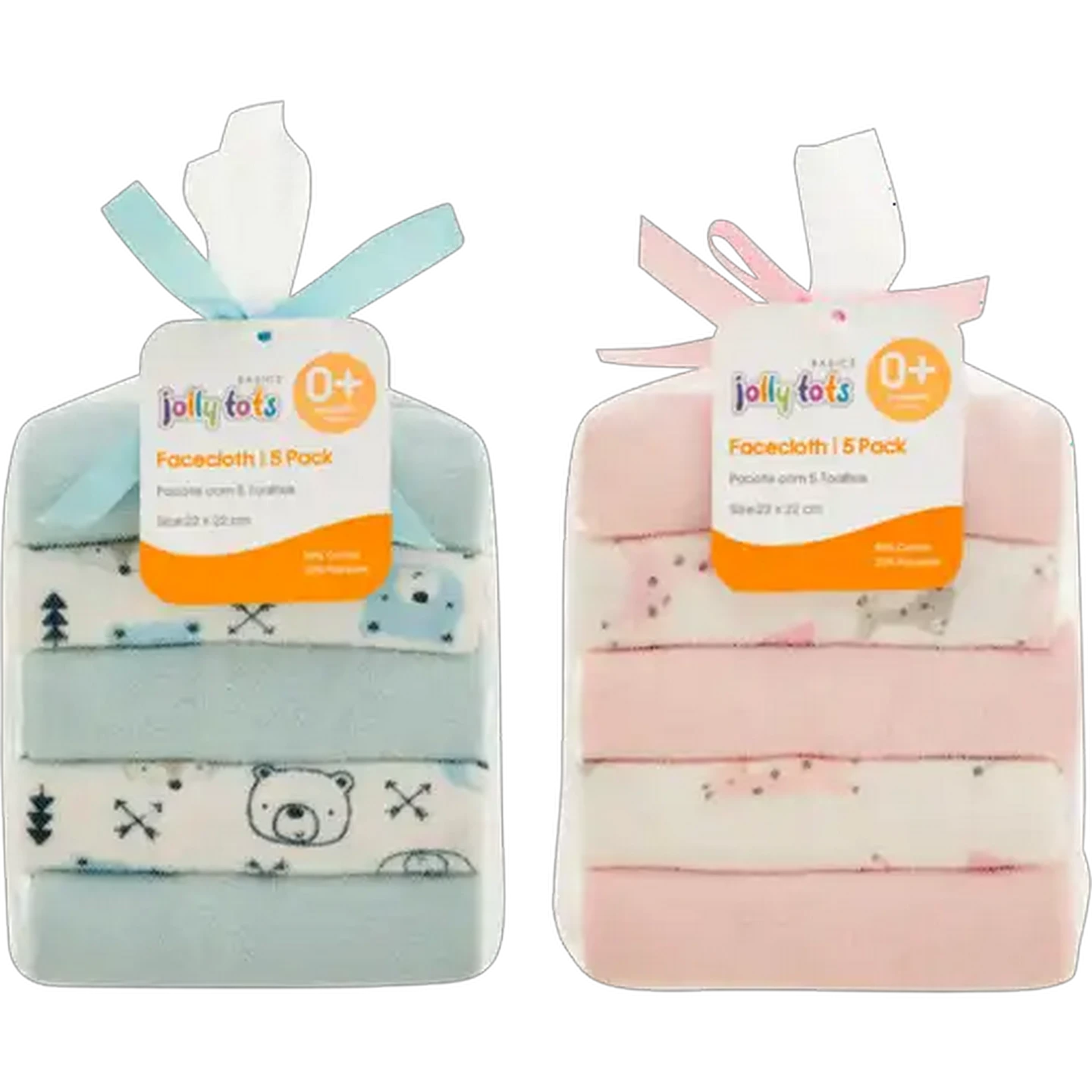 Image of Jolly Tots Knitted Face Cloth Set 5-Pack (Colour May Vary)