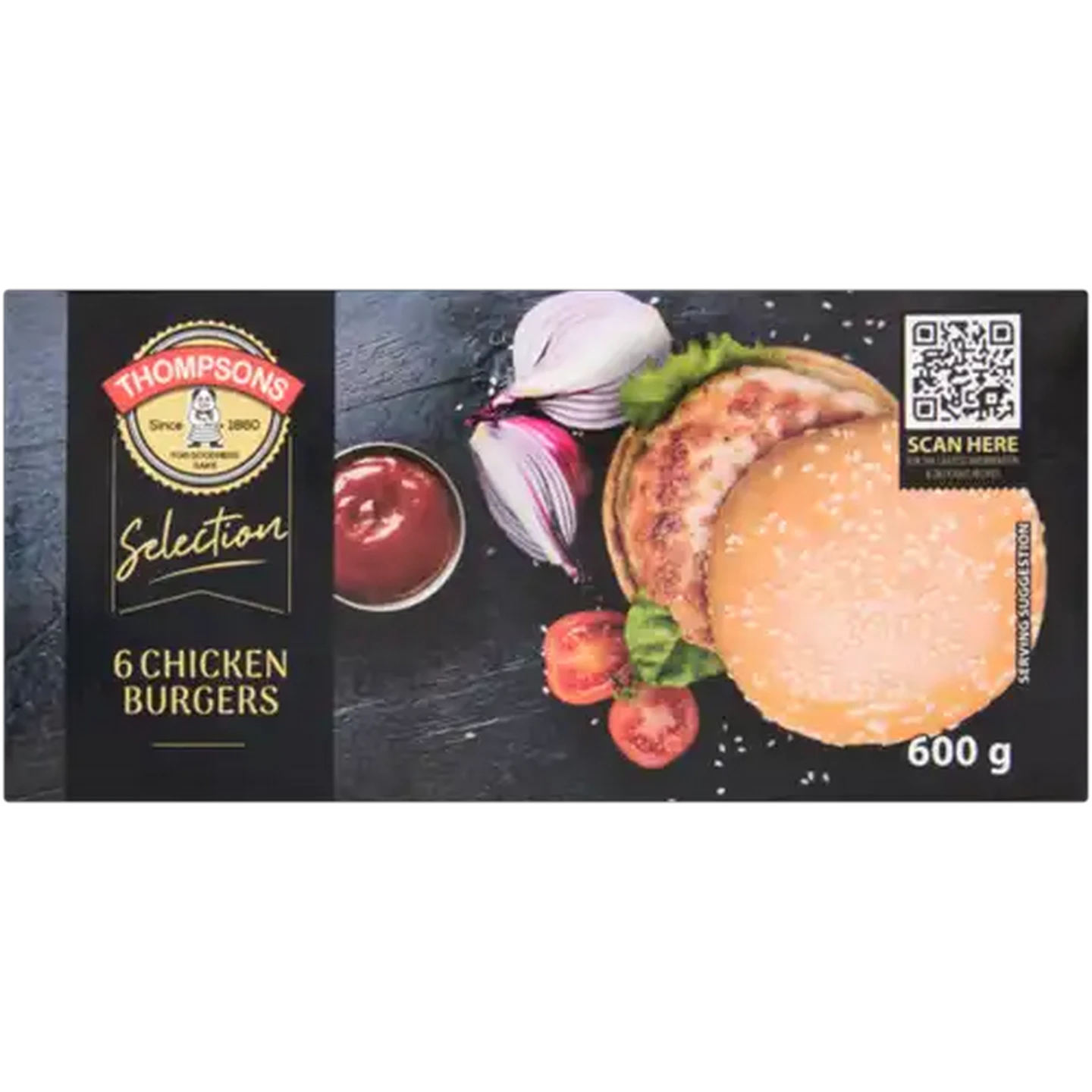 Image of Thompsons Selection Frozen Chicken Burgers 6 x 100g