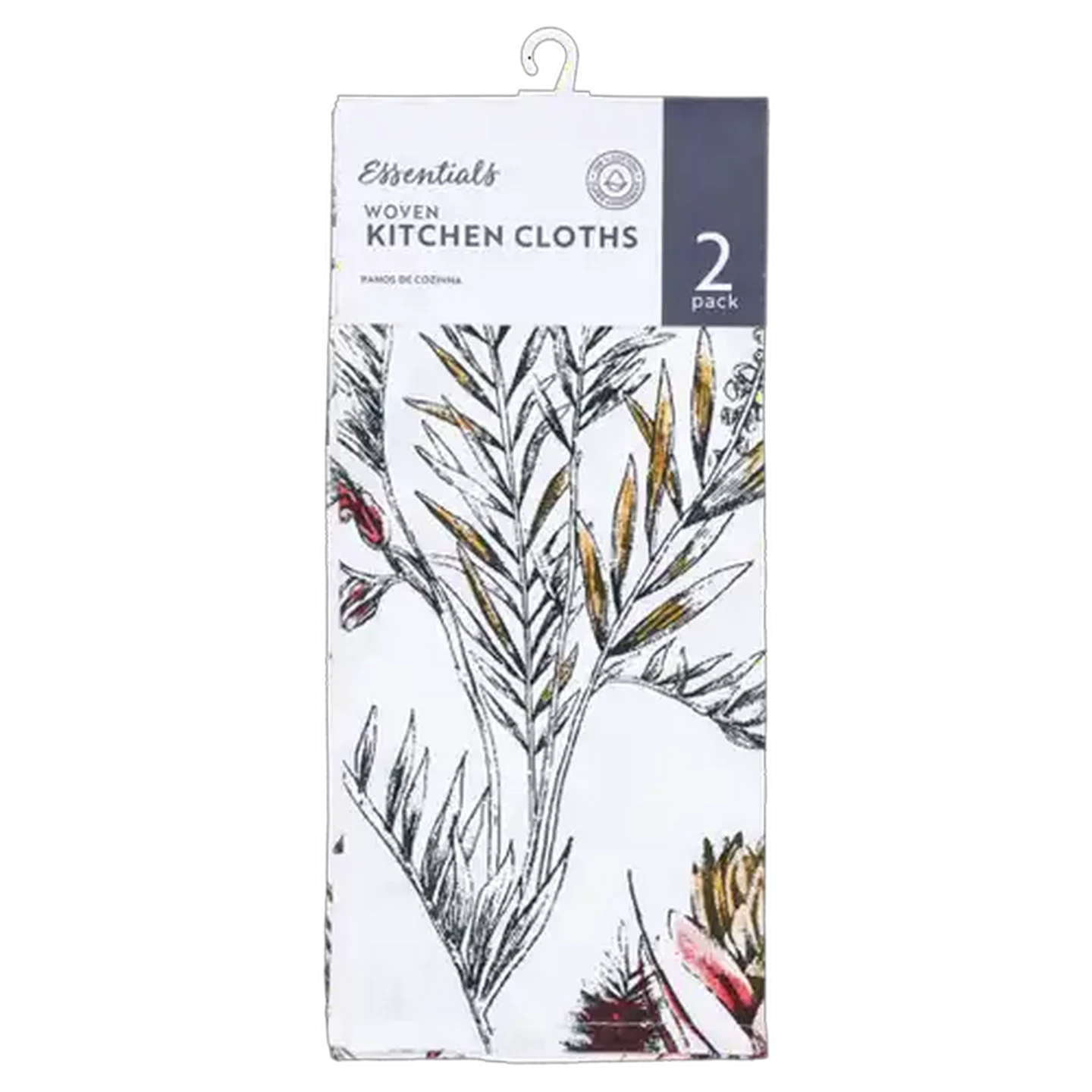 Image of Essentials White Botanic Woven Kitchen Cloths 2-Pack 40 x 65cm