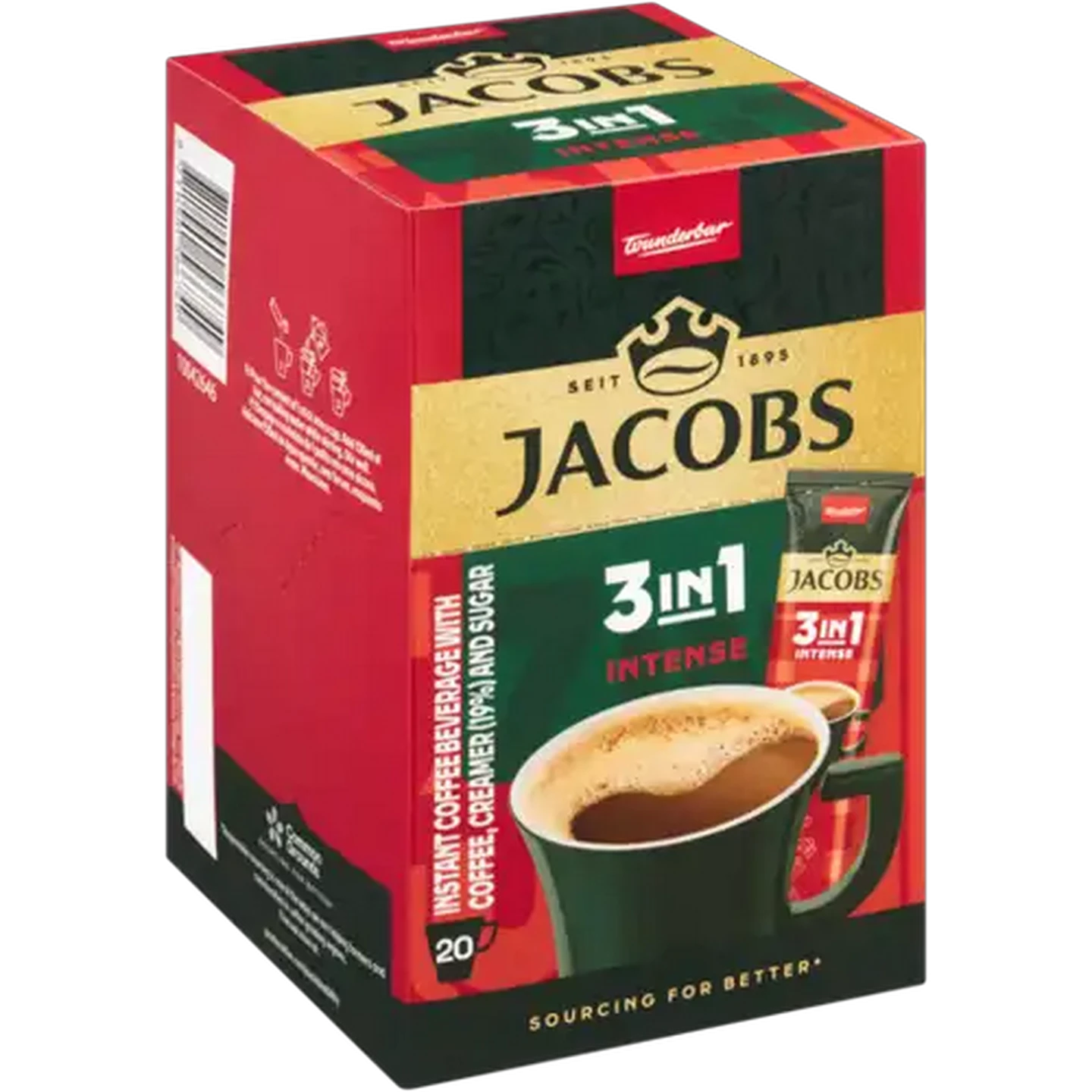 Image of Jacobs 3 in 1 Intense Instant Coffee 20's