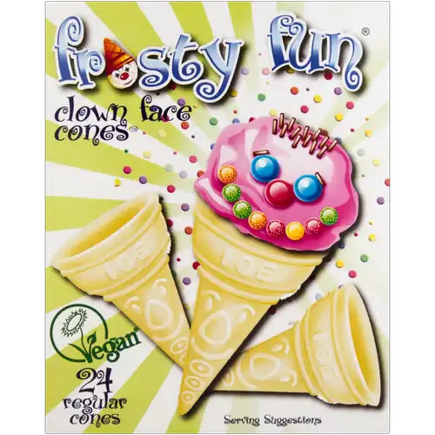 Image of Frosty Fun Clown Face Regular Cones 24 Pack