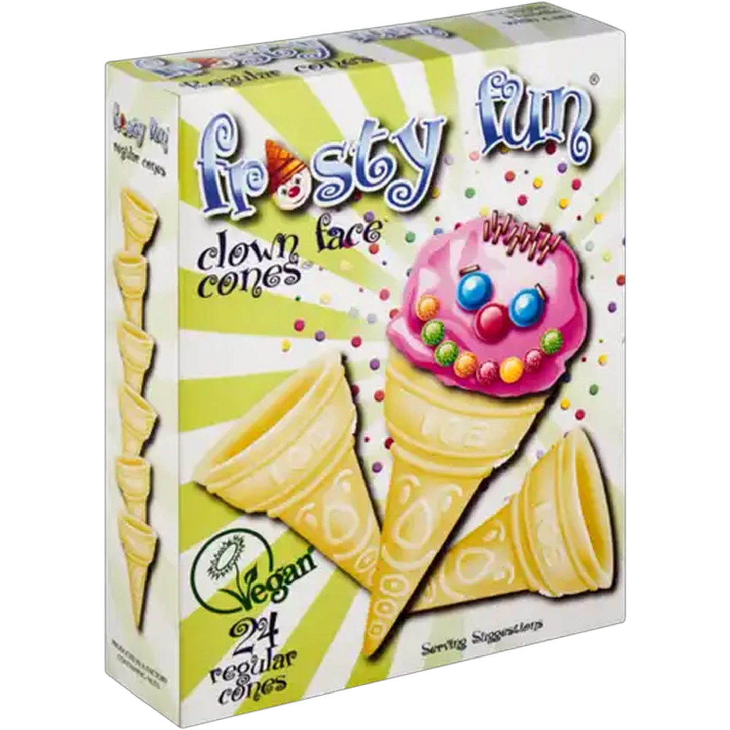 Image of Frosty Fun Clown Face Regular Cones 24 Pack