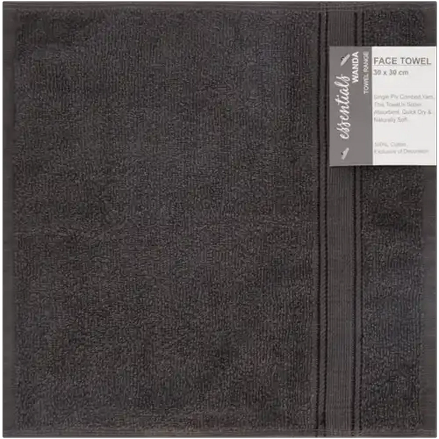 Image of Essentials Charcoal Wanda Face Towel 300mm x 300mm