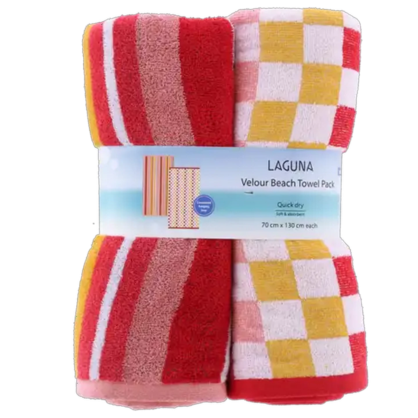 Image of Laguna Verlour Red Beach Towel 70 x 130cm 2-Pack