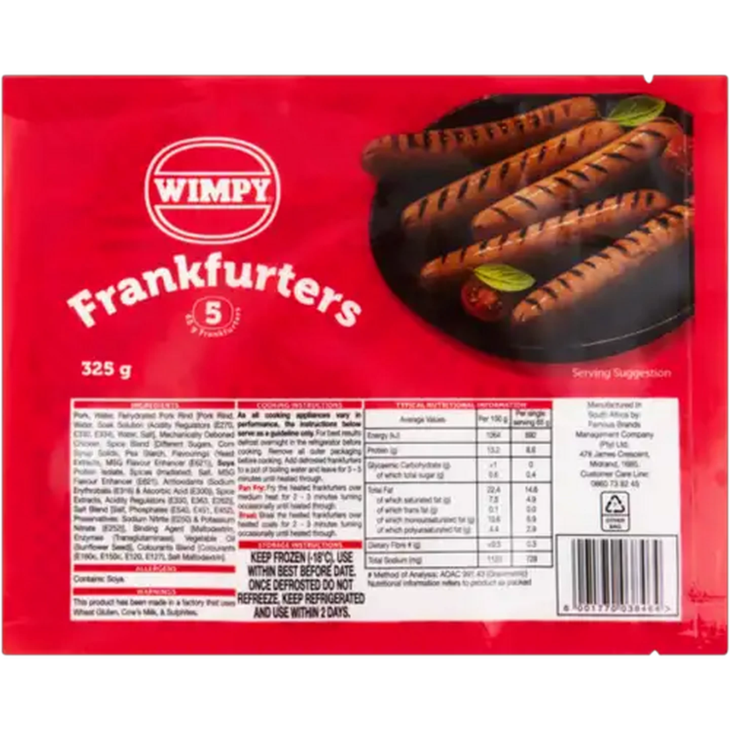 Image of Wimpy Frozen Frankfurters 5 Pack