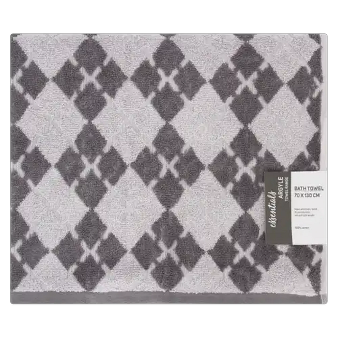 Image of Essentials Argyle Grey Bath Towel 70 x 130cm