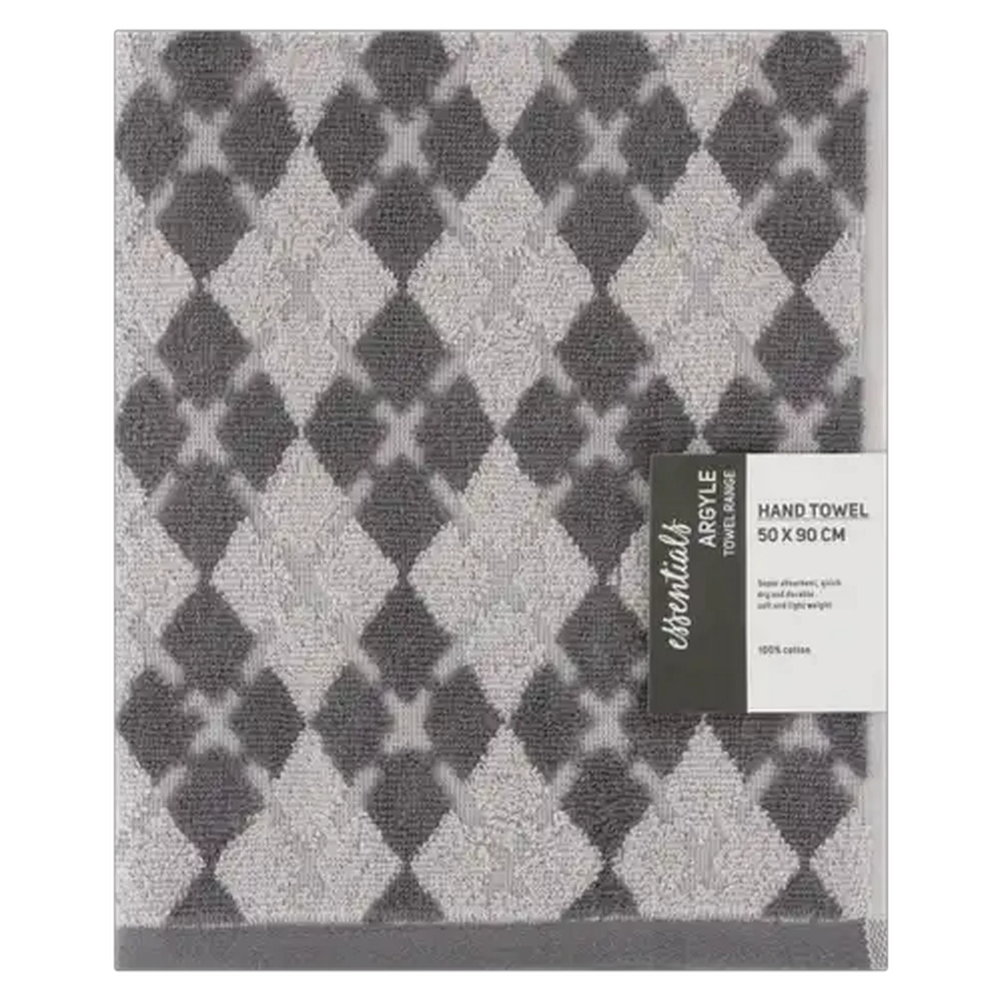 Image of Essentials Grey Argyle Bath Towel 50 x 90cm