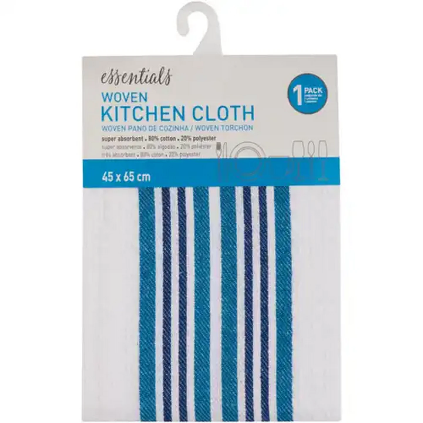 Image of Essentials Blue & White Striped Woven Kitchen Cloth