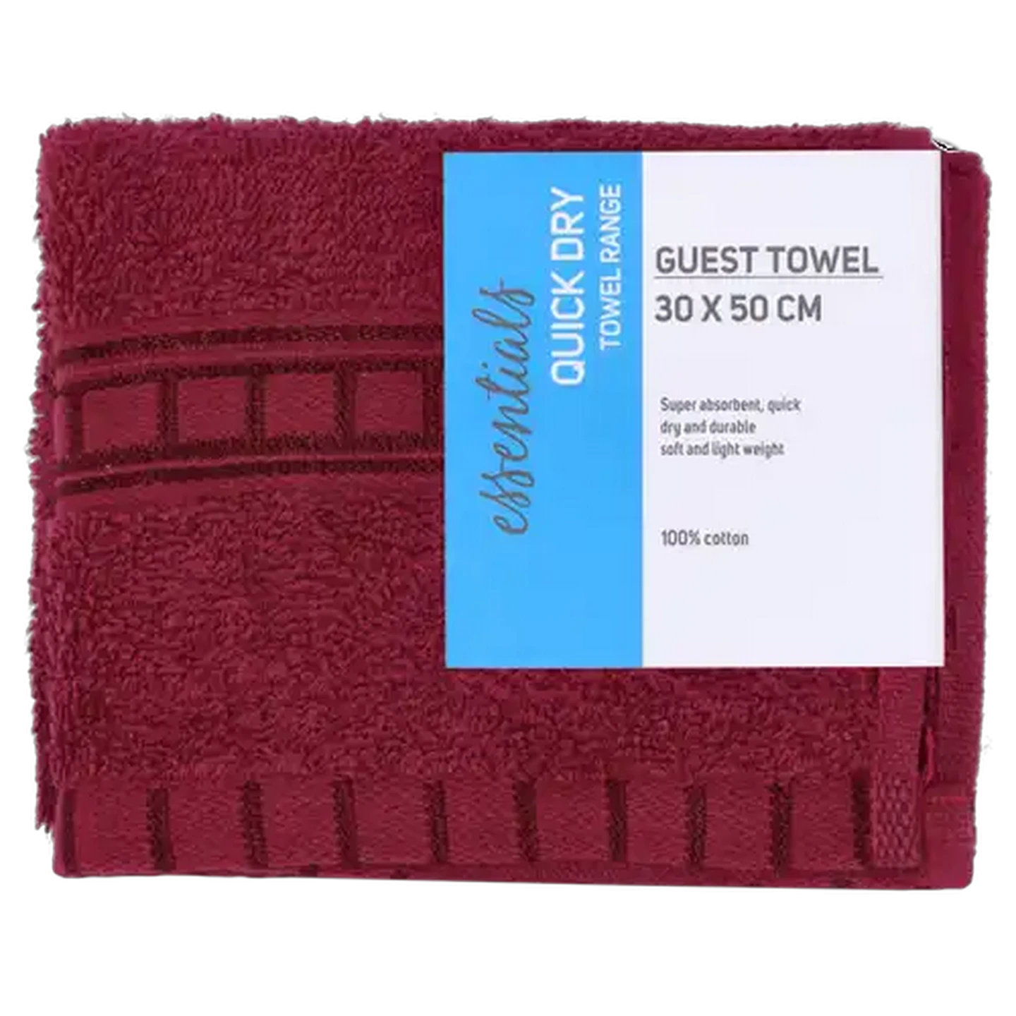 Image of Essentials Quick Dry Towel Range Burgundy Guest Towel 30 x 50cm