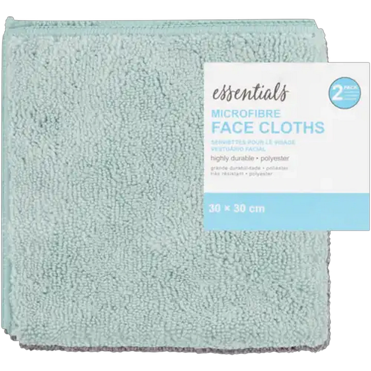 Image of Essentials Microfibre Face Cloths 2-Pack