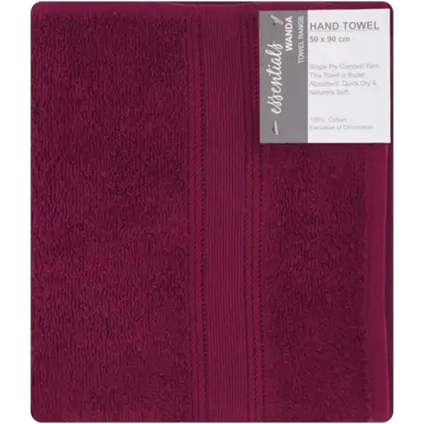 Image of Essentials Wanda Burgundy Hand Towel 500mm x 900mm