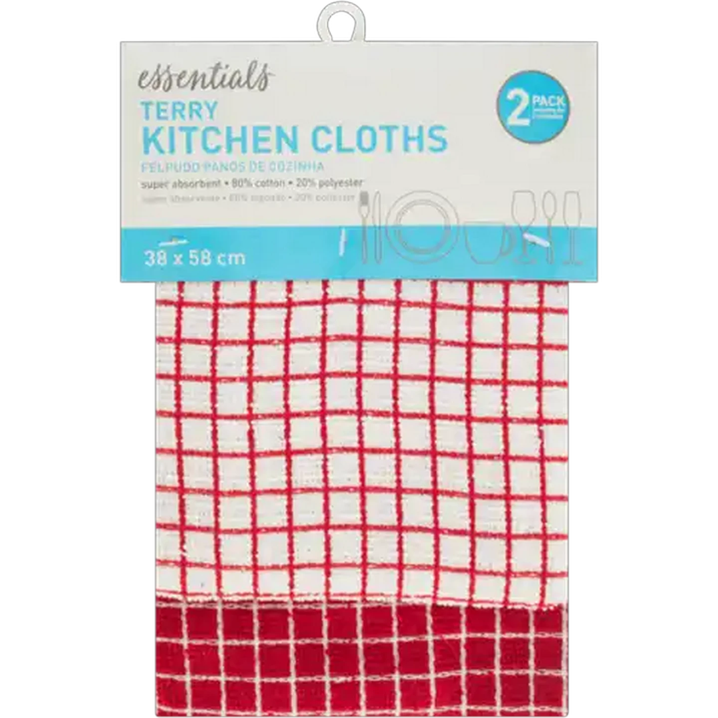 Image of Essentials Terry Kitchen Cloths 2-Pack