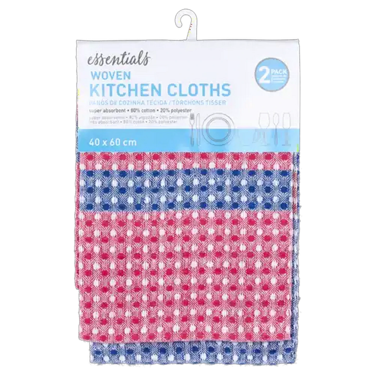 Image of Essentials Woven Kitchen Cloths 2 Pack 40 x 60cm (Colour May Vary)